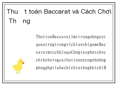 Thuật toán Baccarat và Cách Chơi Thắng