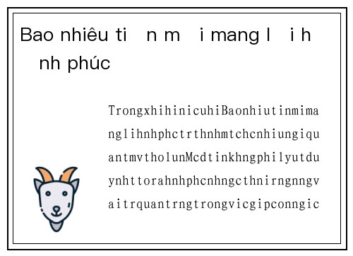 Bao nhiêu tiền mới mang lại hạnh phúc
